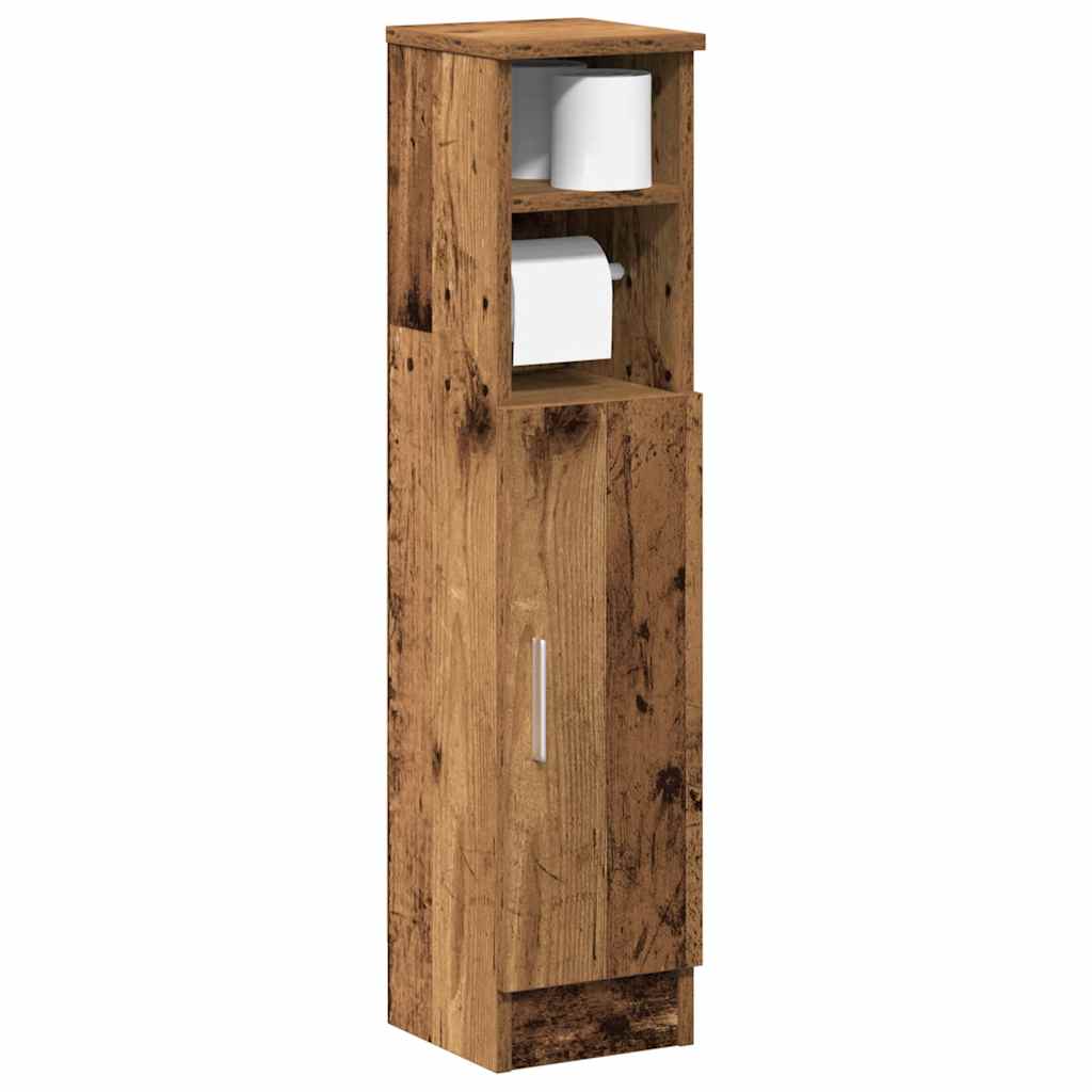 badeværelsesskab med rulleholder 20,5x22x90 cm antikt træ billede