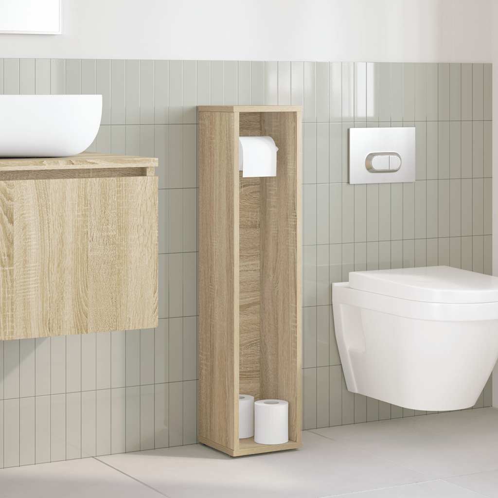 badeværelsesskab med rulleholder 20,5x20x90 cm sonoma-eg