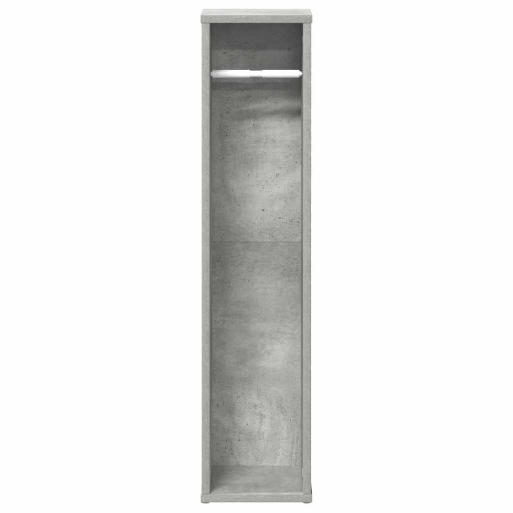 badeværelsesskab med rulleholder betongrå 20,5x20x90 cm