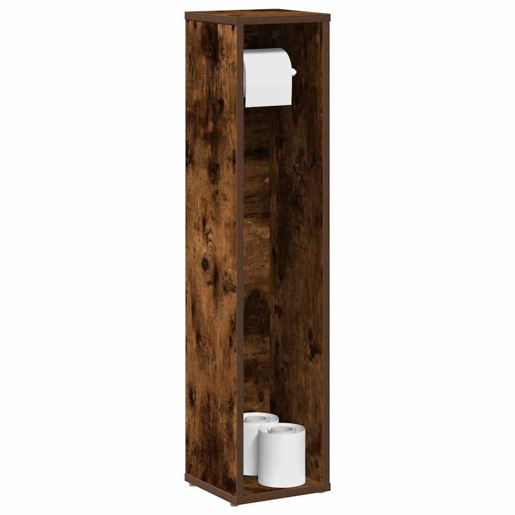 badeværelsesskab med papirholder røget eg 20,5x20x90 cm
