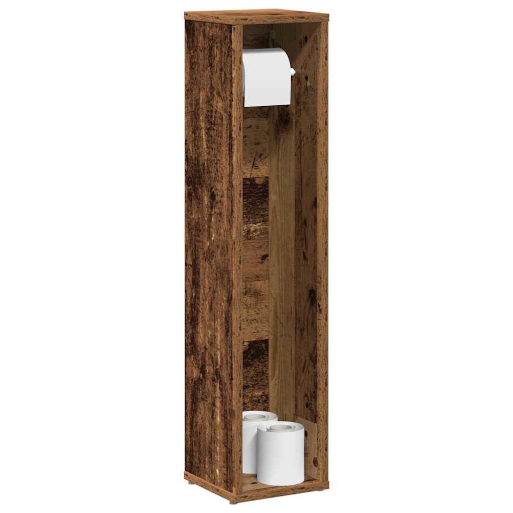 badeværelsesskab med rulleholder gammelt træ 20,5x20x90 cm