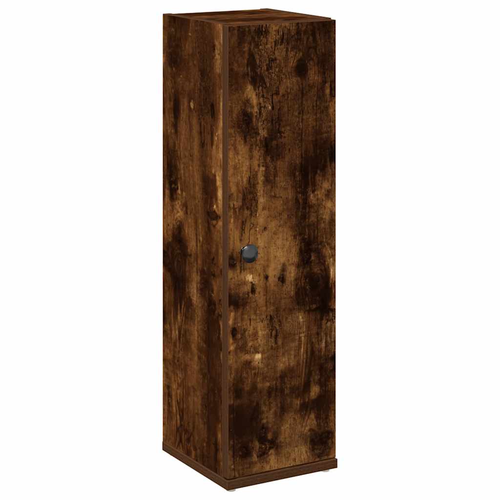 badeværelsesskab med rulleholder 20,5x22x72 cm røget egetræ