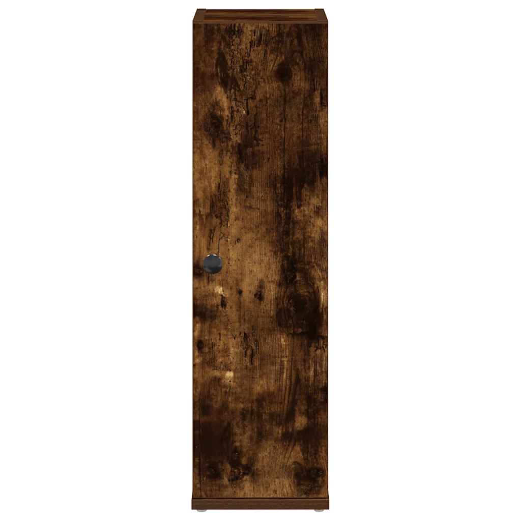 badeværelsesskab med rulleholder 20,5x22x72 cm røget egetræ