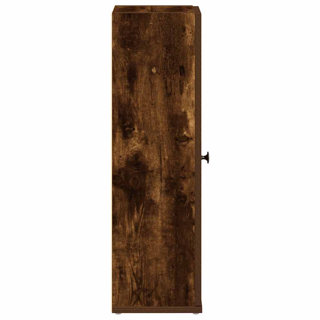 badeværelsesskab med rulleholder 20,5x22x72 cm røget egetræ