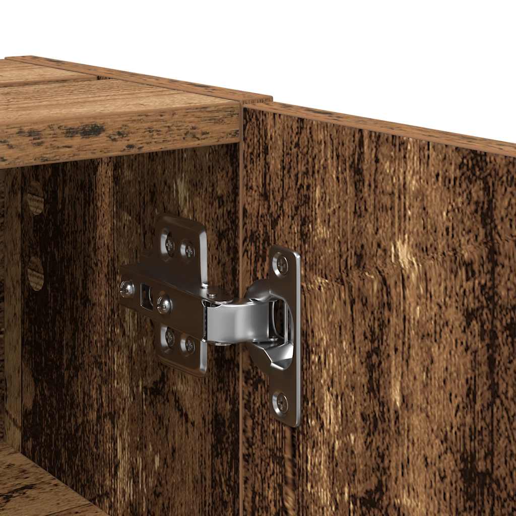 badeværelsesskab med rulleholder 20,5x22x72 cm antikt træ
