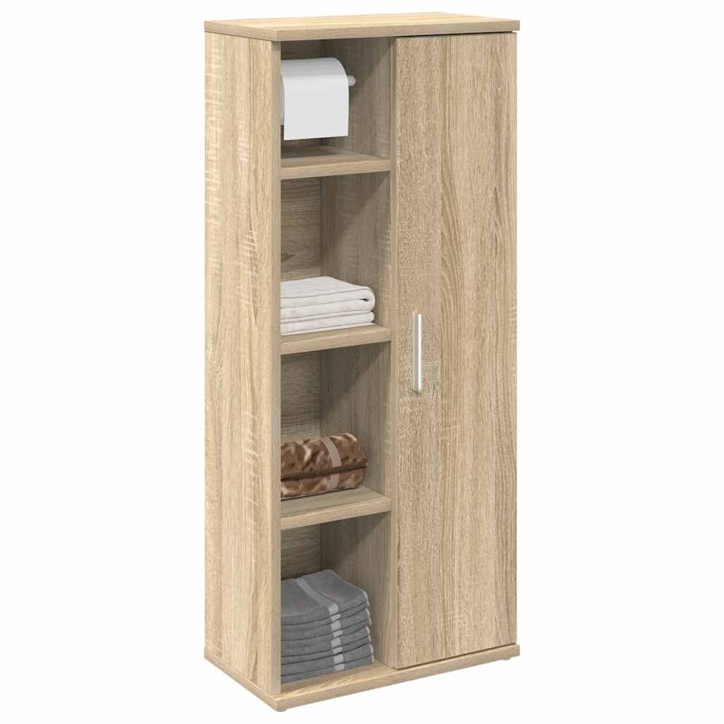 badeværelsesskab med rulleholder 39x22x90 cm sonoma-eg
