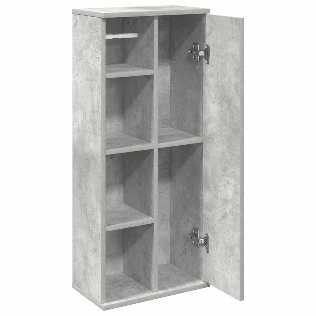 badeværelsesskab med rulleholder 39x22x90 cm betongrå