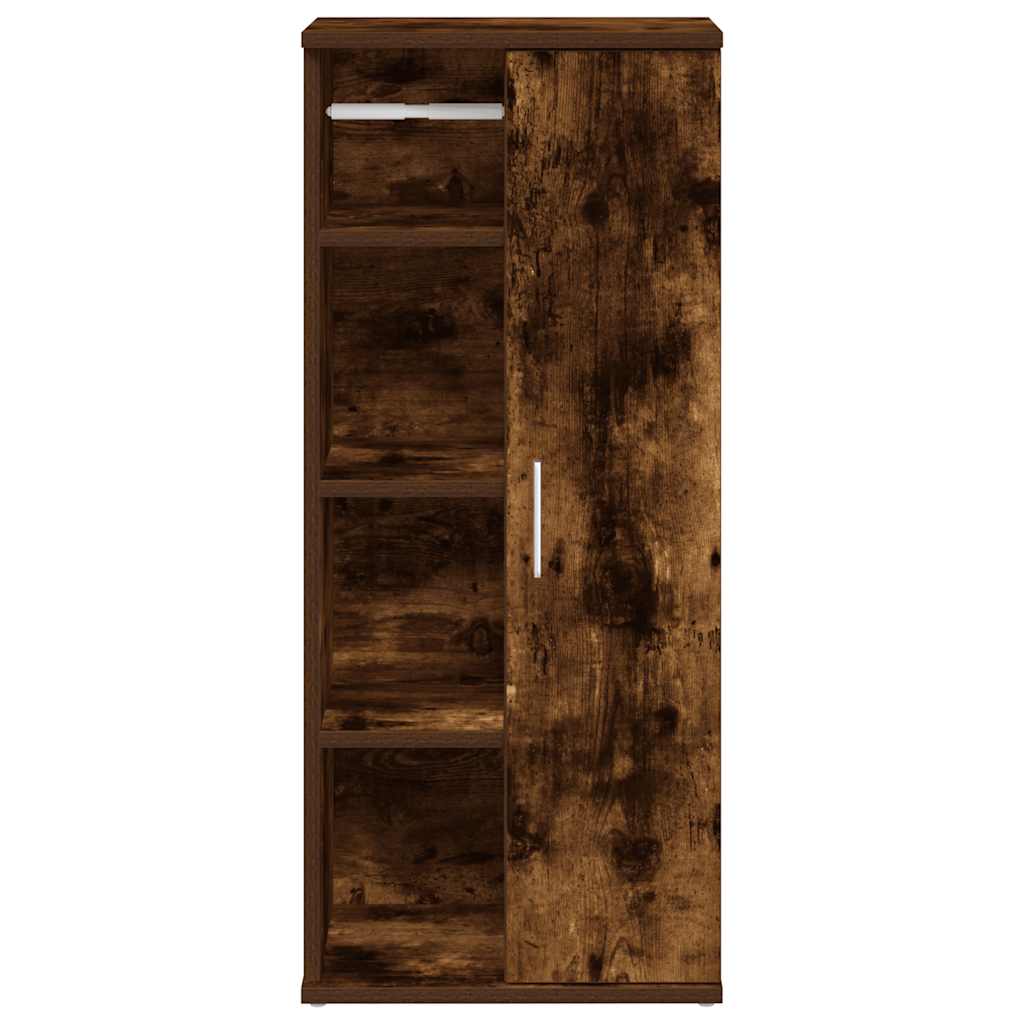 badeværelsesskab med rulleholder 39x22x90 cm røget egetræ