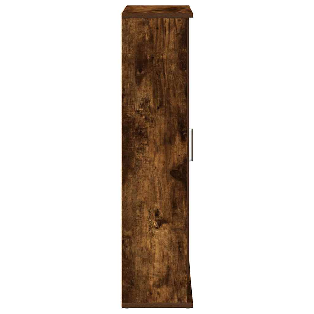 badeværelsesskab med rulleholder 39x22x90 cm røget egetræ