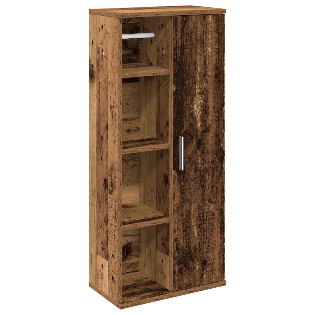 badeværelsesskab med rulleholder 39x22x90 cm antikt træ