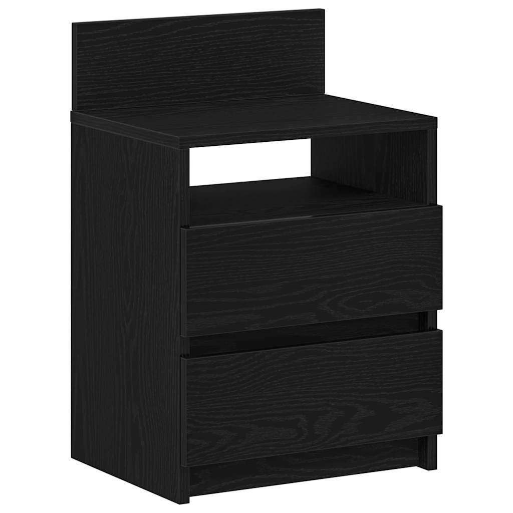 sengebord med 2 skuffer 40x33x60 cm sort