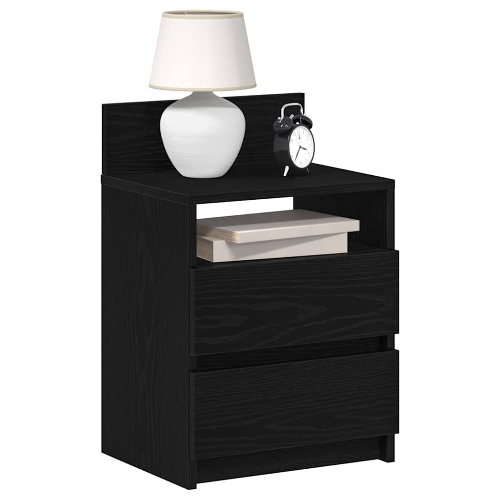 sengebord med 2 skuffer 40x33x60 cm sort billede