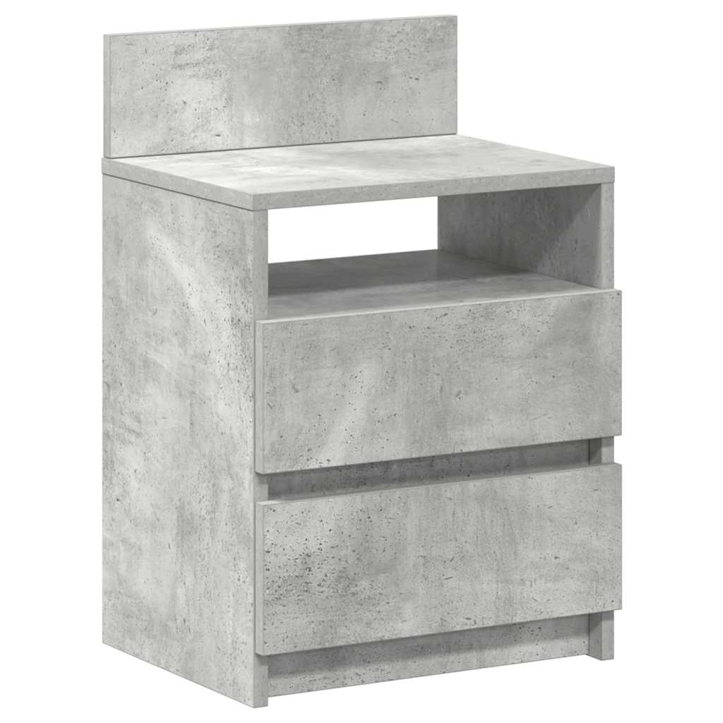 sengeborde 2 stk. med 2 skuffer 40x33x60 cm betongrå