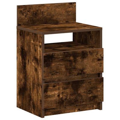sengebord med 2 skuffer 40x33x60 cm røget egetræsfarve