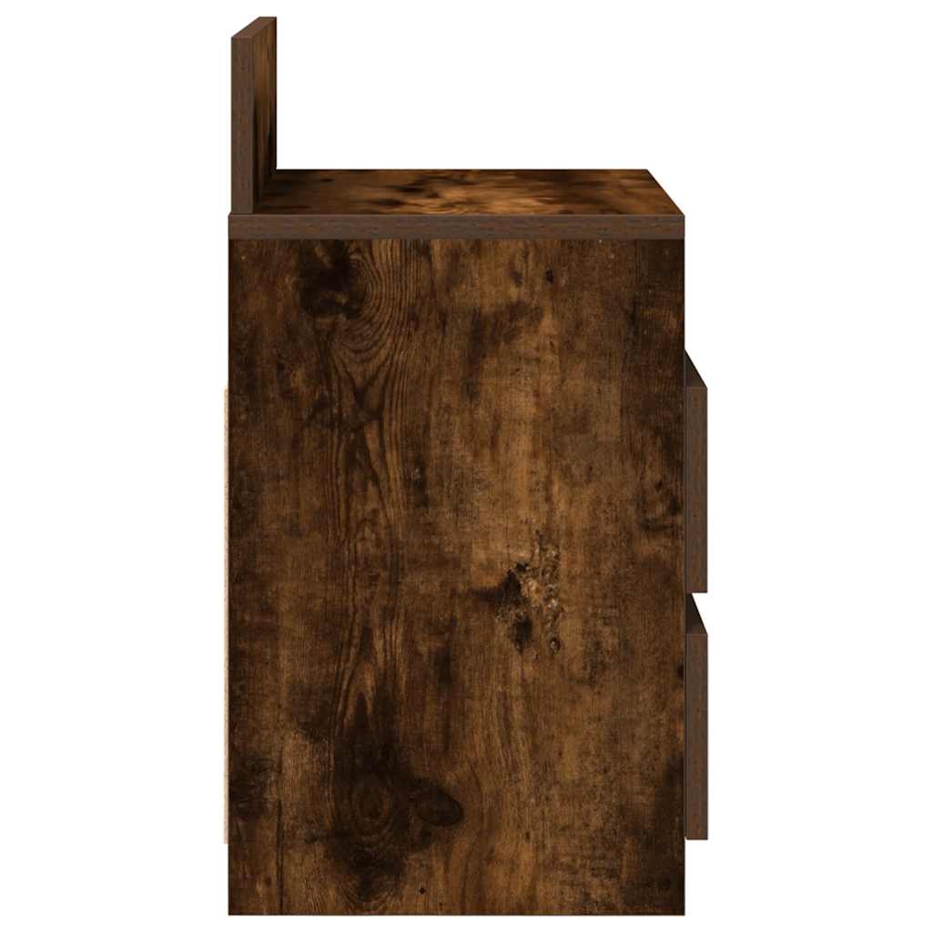 sengebord med 2 skuffer 40x33x60 cm røget egetræsfarve