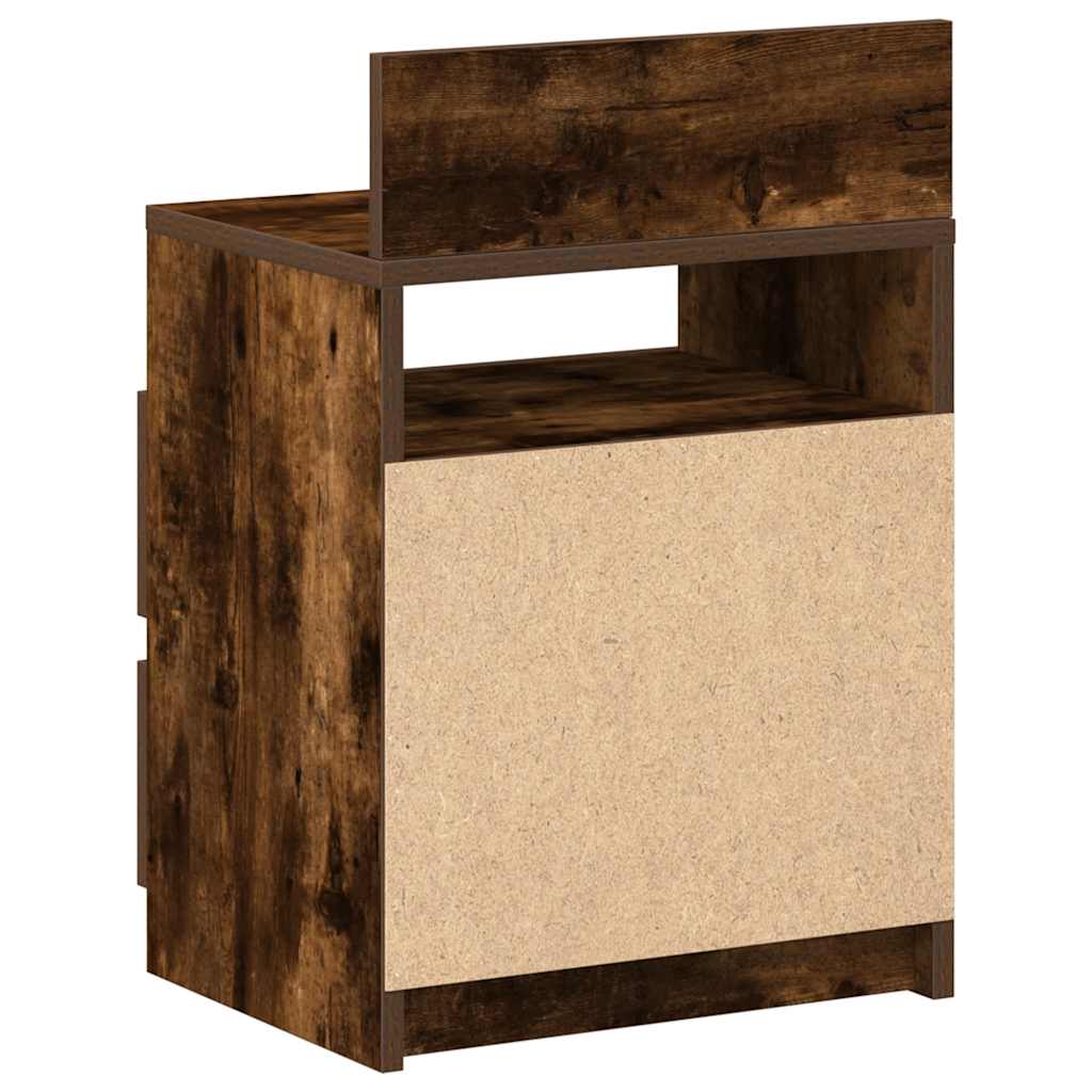sengebord med 2 skuffer 40x33x60 cm røget egetræsfarve