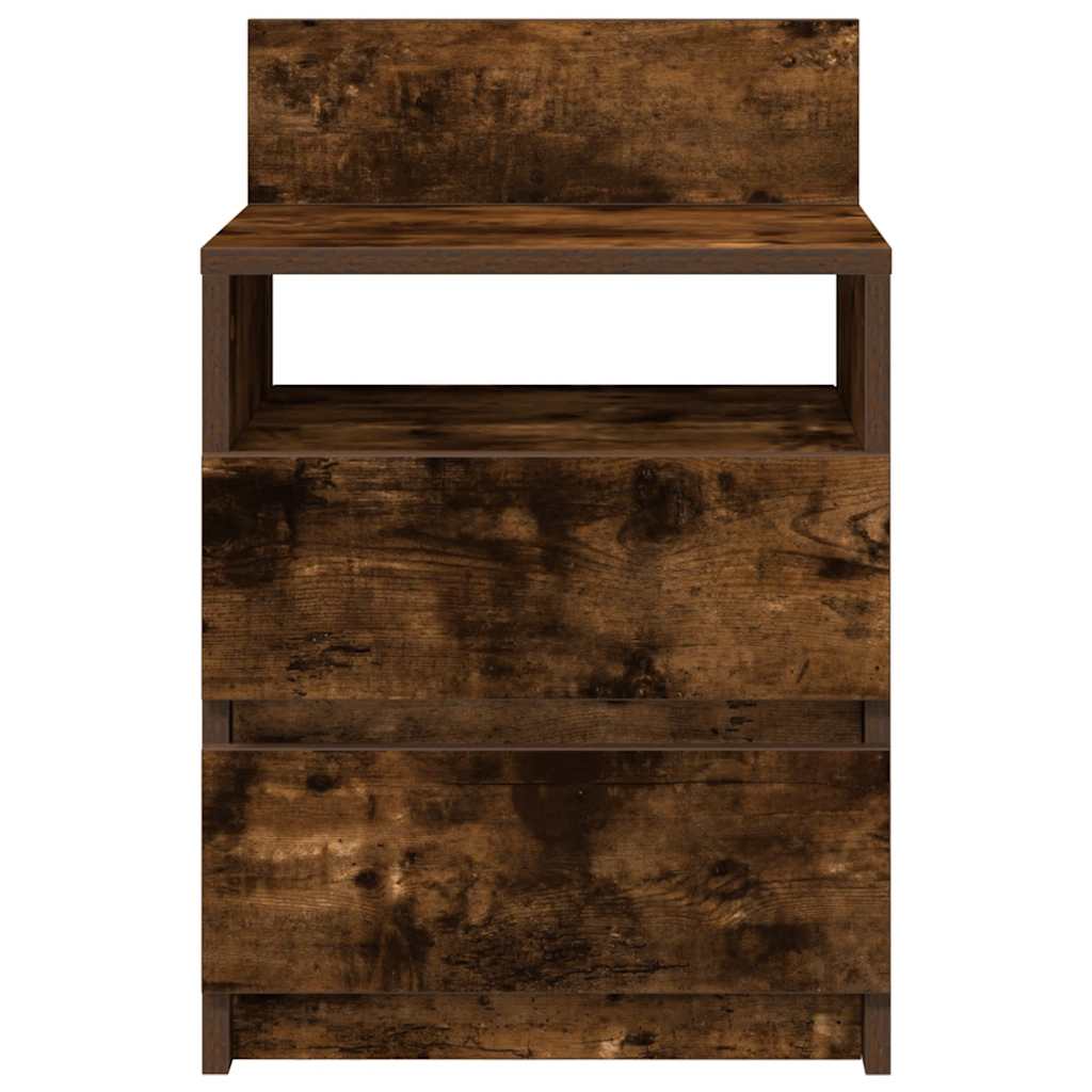 sengeborde 2 stk. med 2 skuffer 40x33x60 cm røget egetræsfarve
