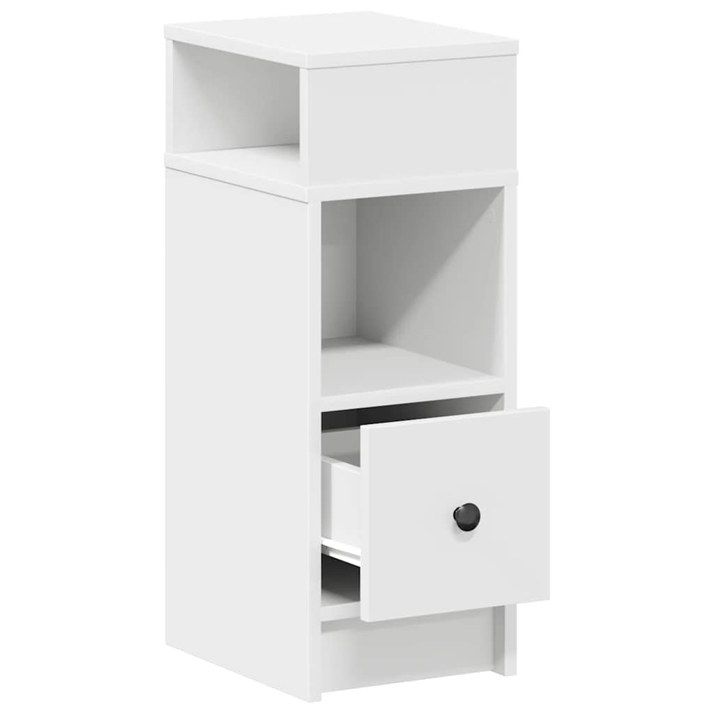 sengebord med skuffe 25x31x66 cm hvid