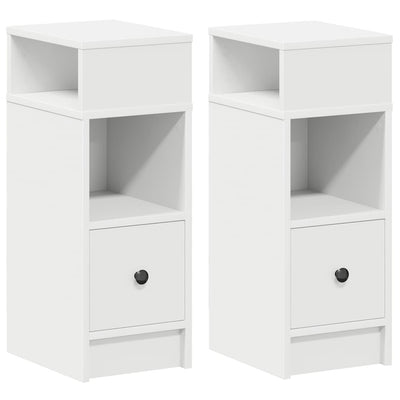 sengeborde 2 stk. med skuffe 25x31x66 cm hvid