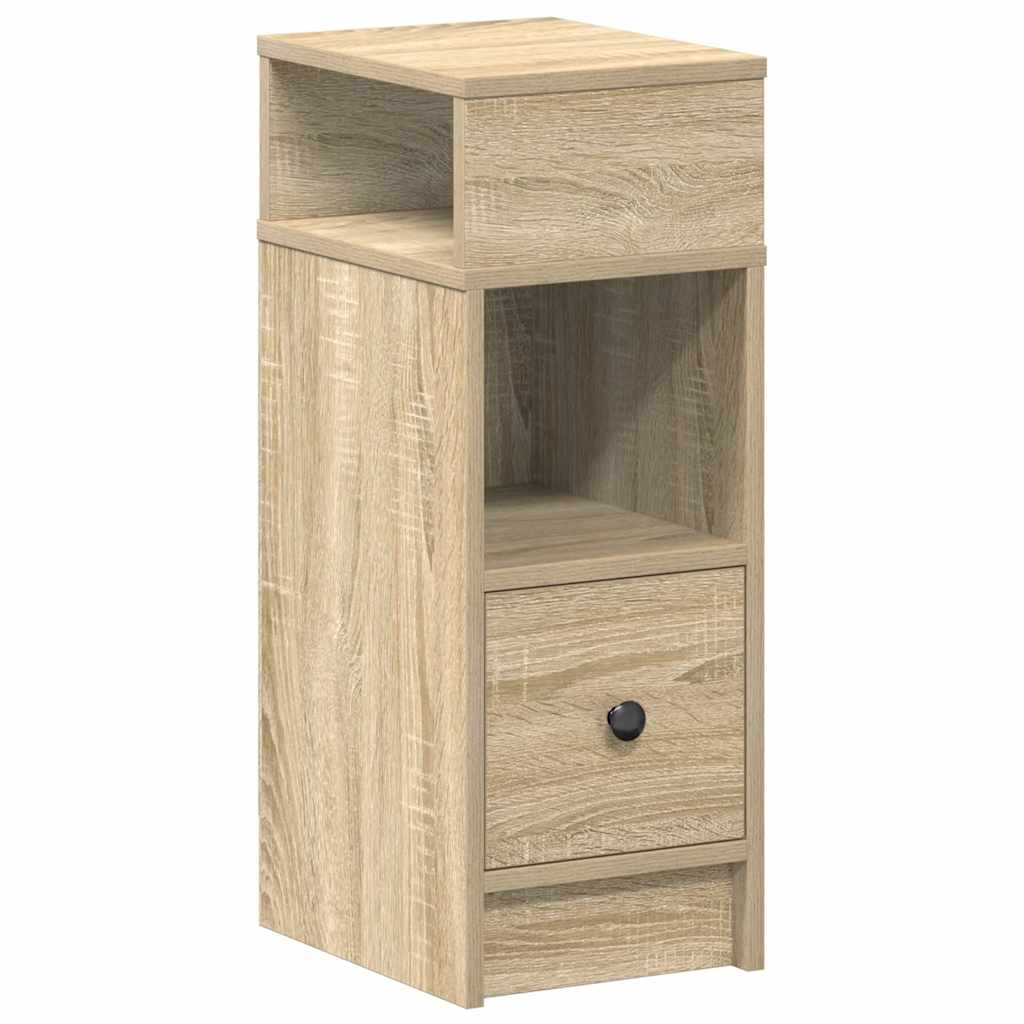 sengebord med skuffe 25x31x66 cm sonoma-eg