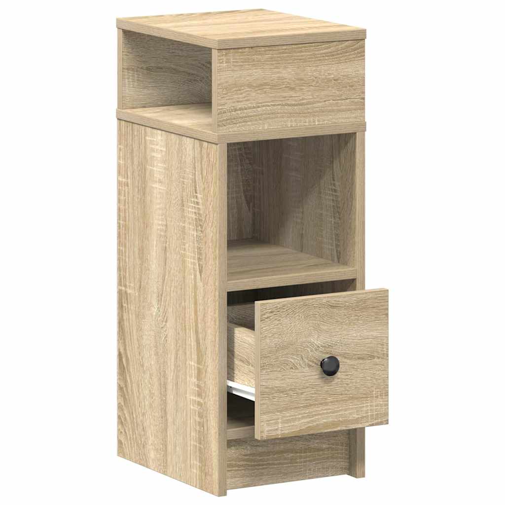 sengebord med skuffe 25x31x66 cm sonoma-eg