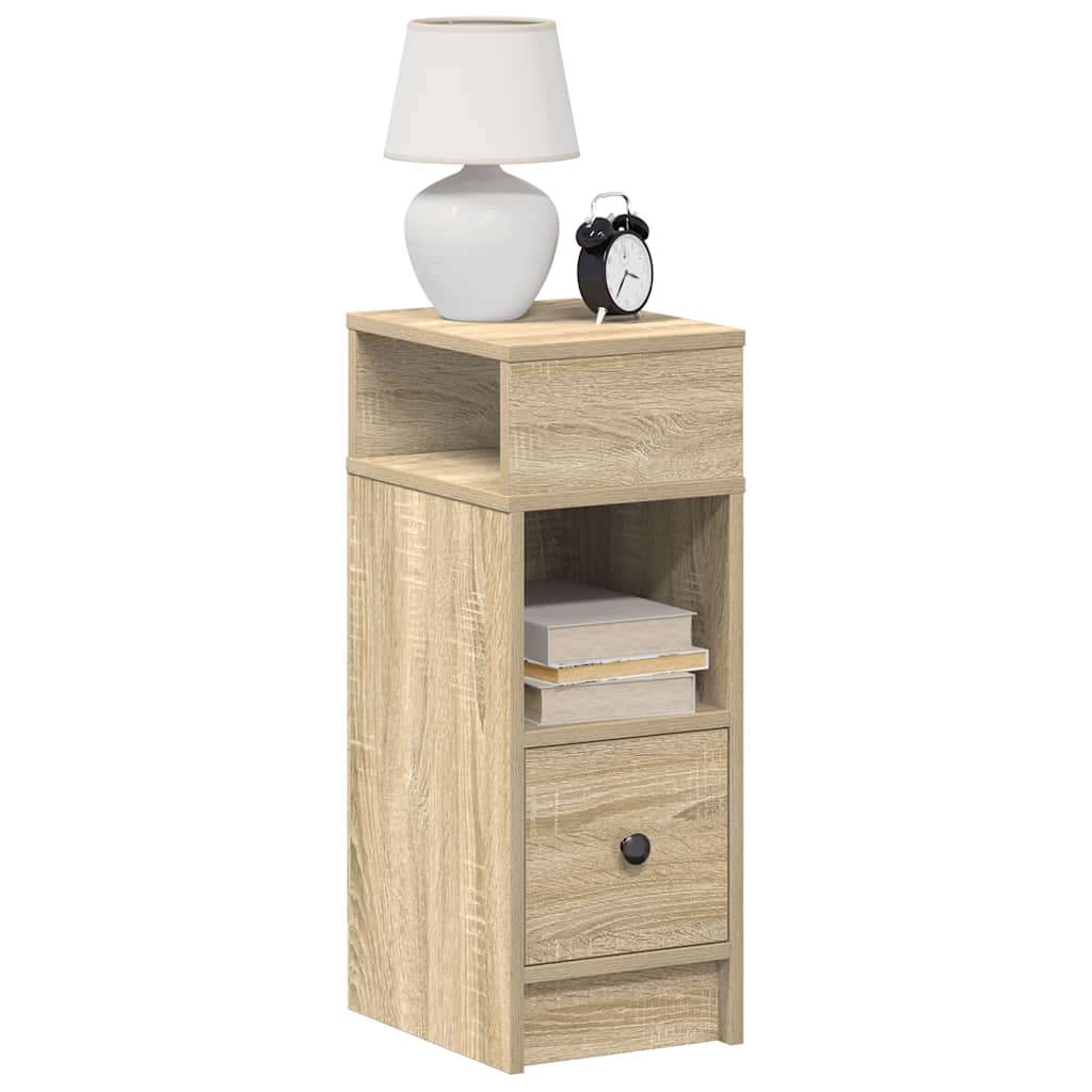 sengebord med skuffe 25x31x66 cm sonoma-eg