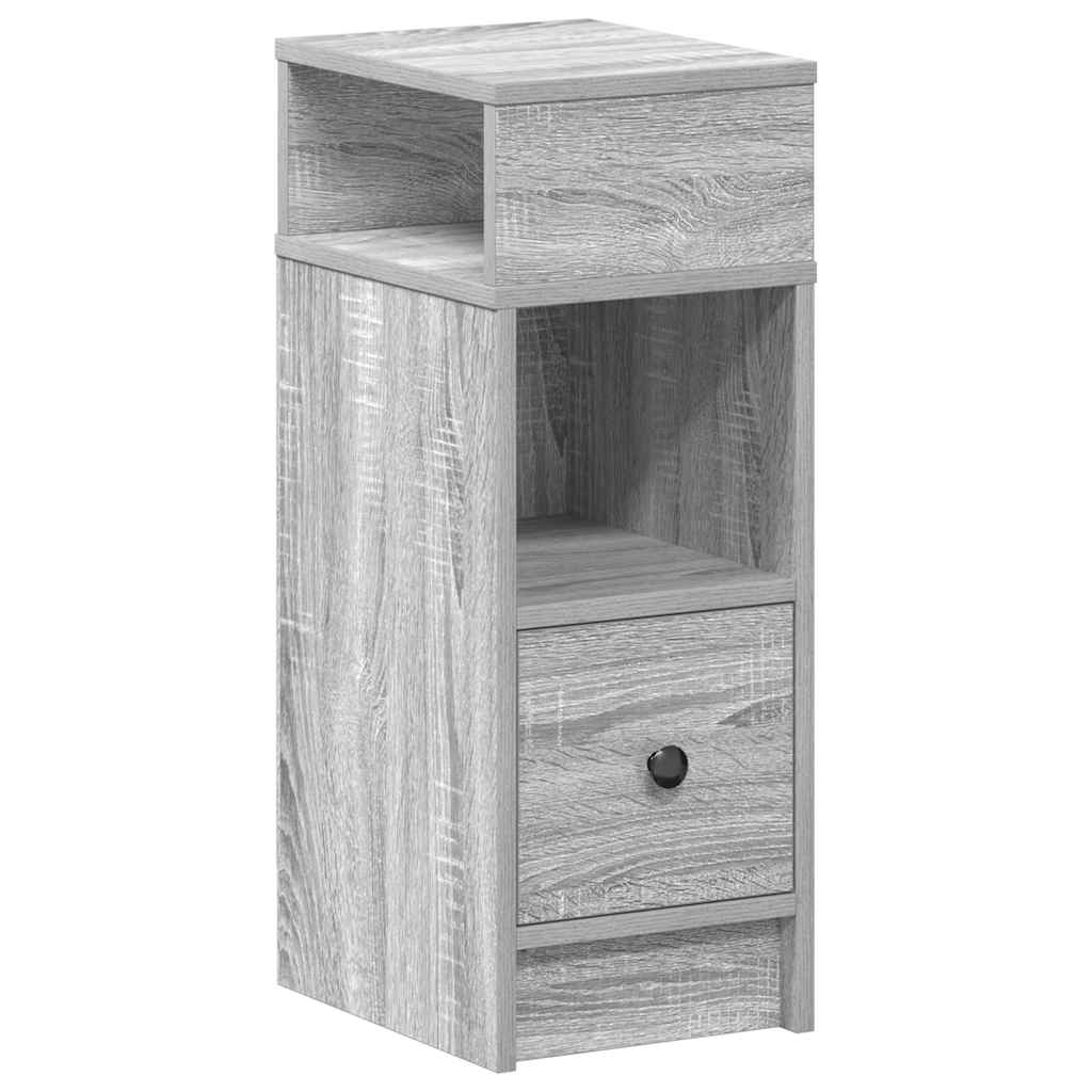 sengebord med skuffe 25x31x66 cm grå sonoma-eg