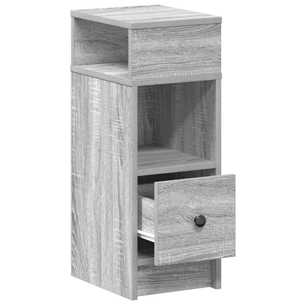 sengebord med skuffe 25x31x66 cm grå sonoma-eg