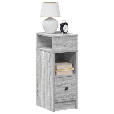 sengeborde 2 stk. med skuffe 25x31x66 cm grå sonoma-eg