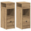 sengeborde 2 stk. med skuffe 25x31x66 cm kunsteg
