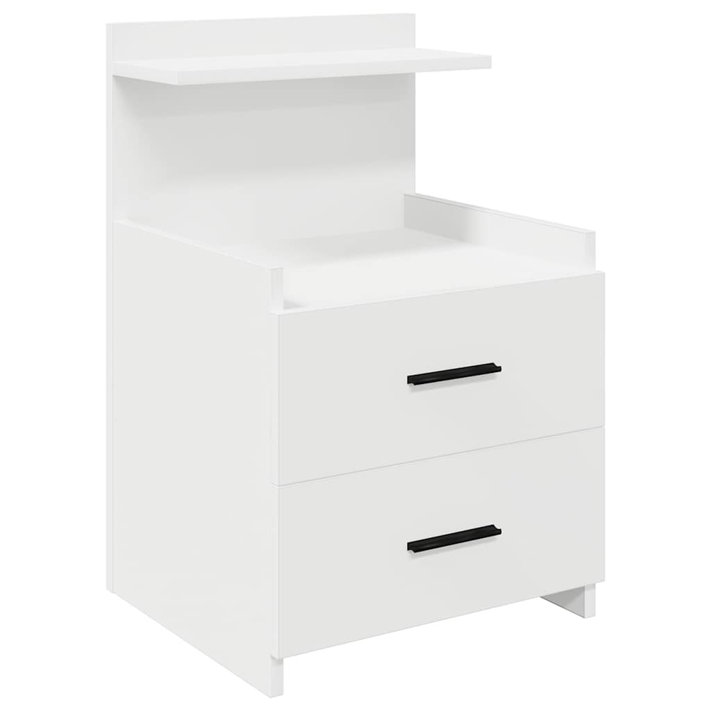 sengebord med 2 skuffer 40x36,5x62 cm hvid