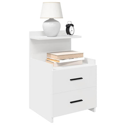 sengeborde 2 stk. med 2 skuffer hvide 40x36,5x62 cm