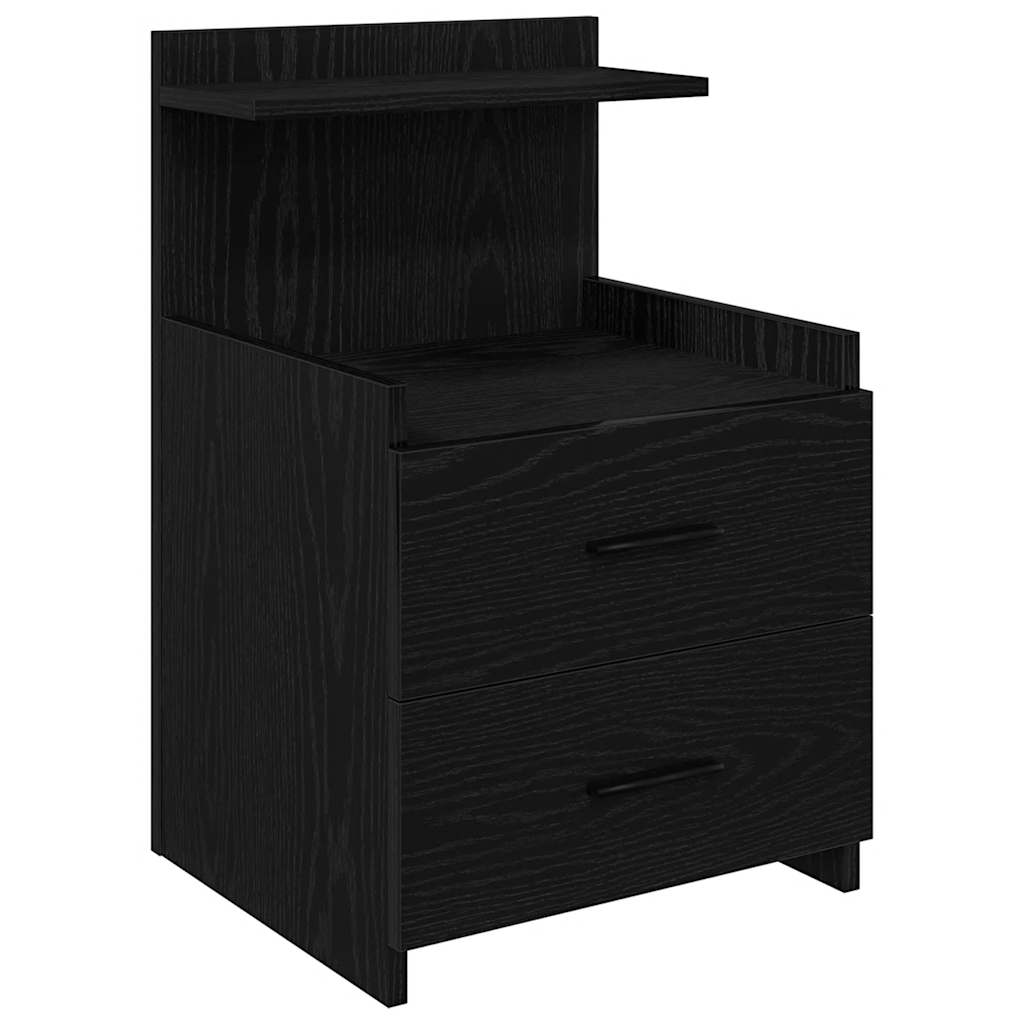 sengebord med 2 skuffer sort 40x36,5x62 cm