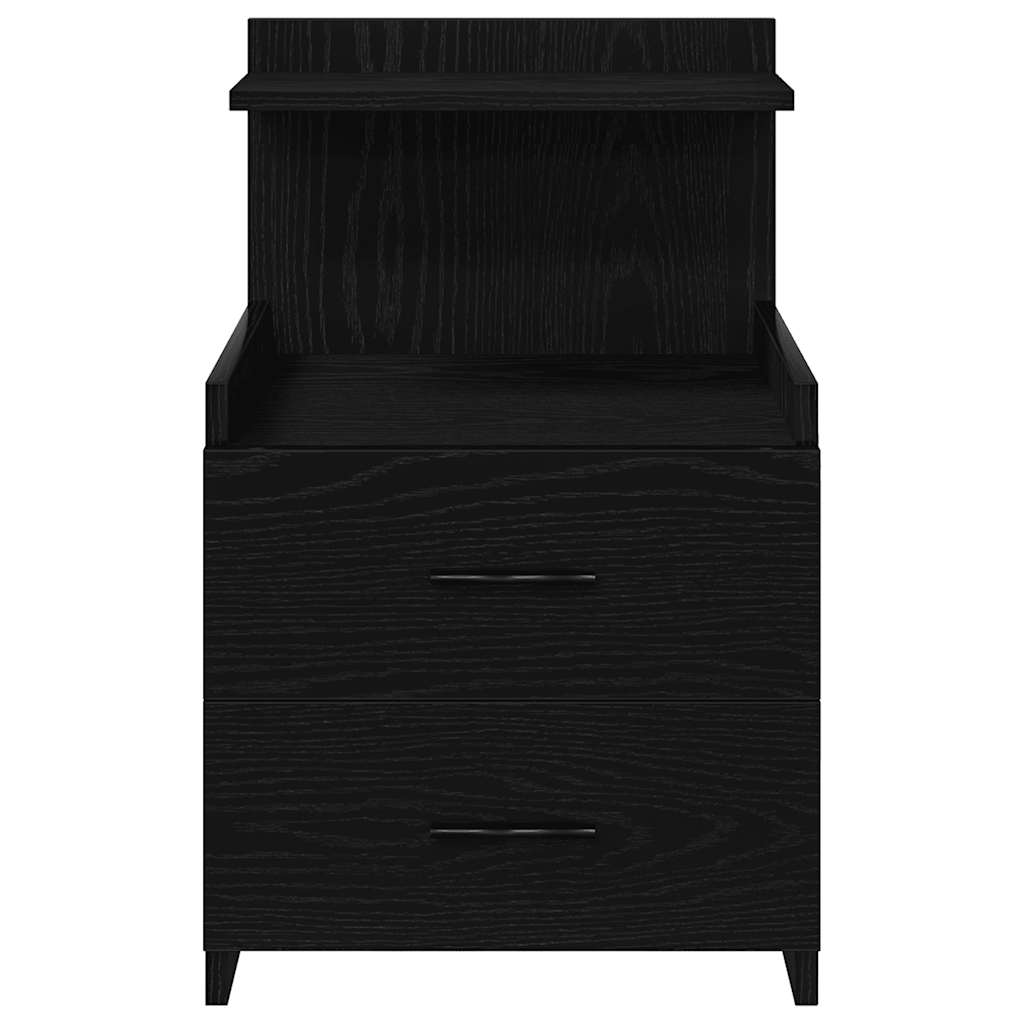 sengebord med 2 skuffer sort 40x36,5x62 cm