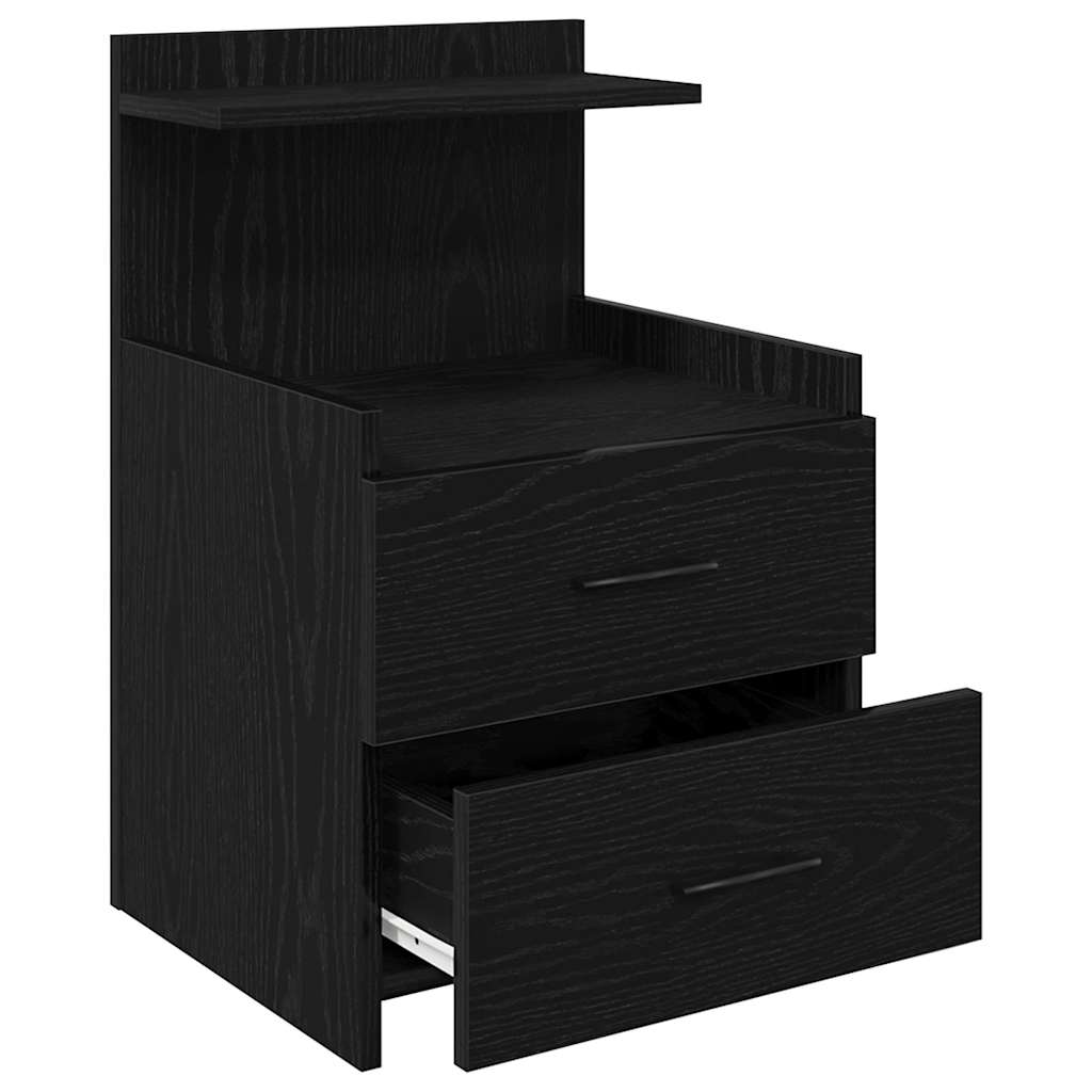 sengebord med 2 skuffer sort 40x36,5x62 cm