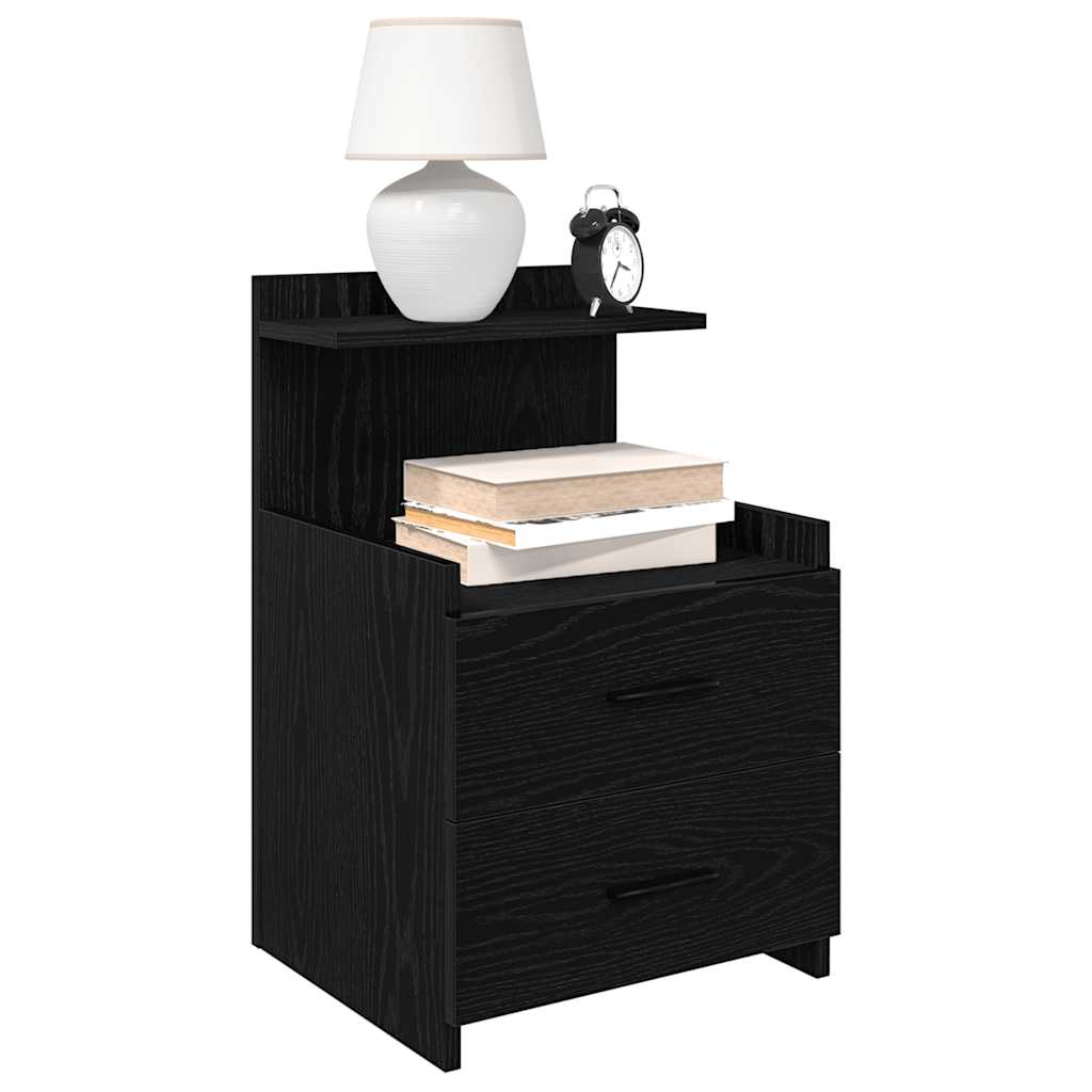 sengeborde 2 stk. med 2 skuffer sort 40x36,5x62 cm