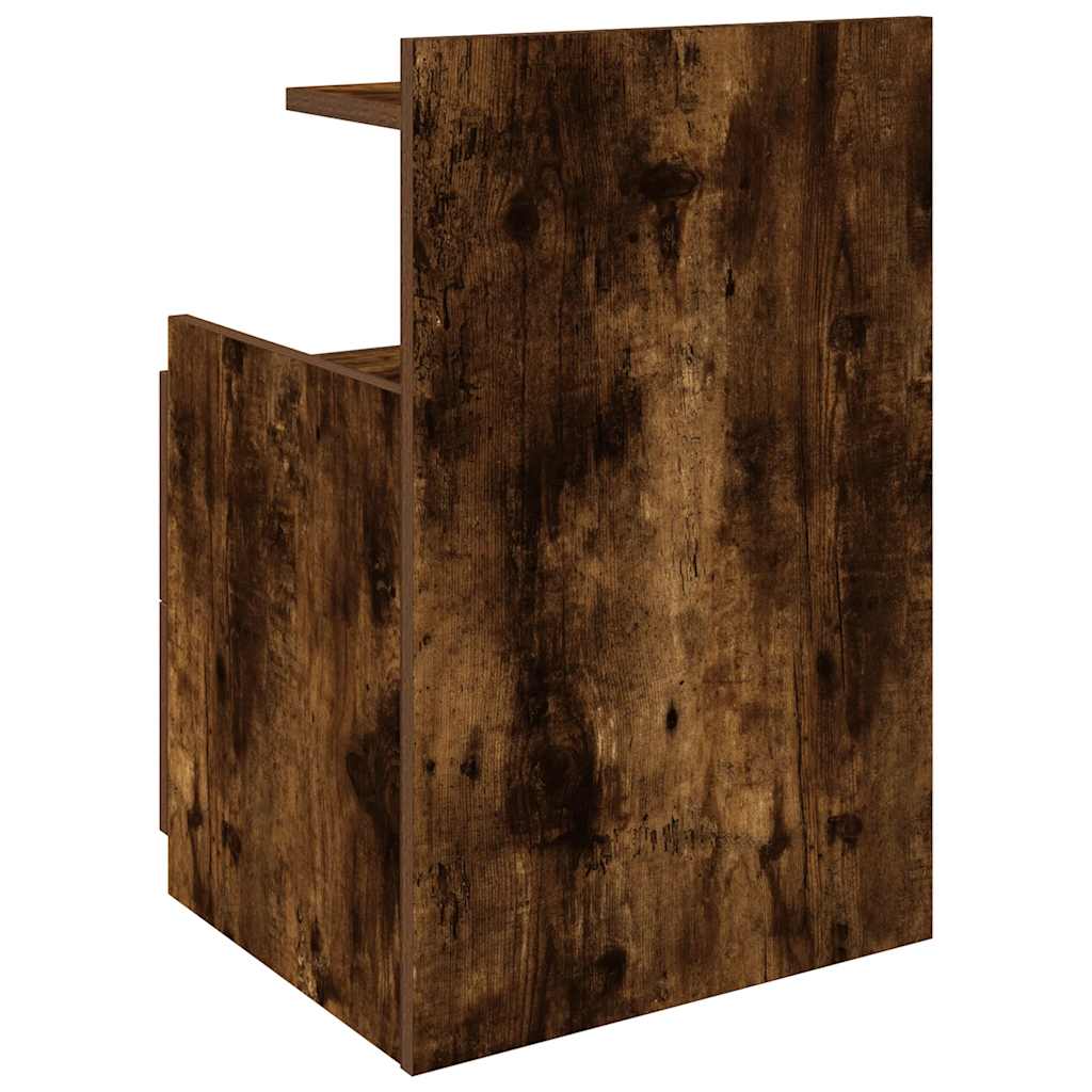 sengebord med 2 skuffer røget eg 40x36,5x62 cm