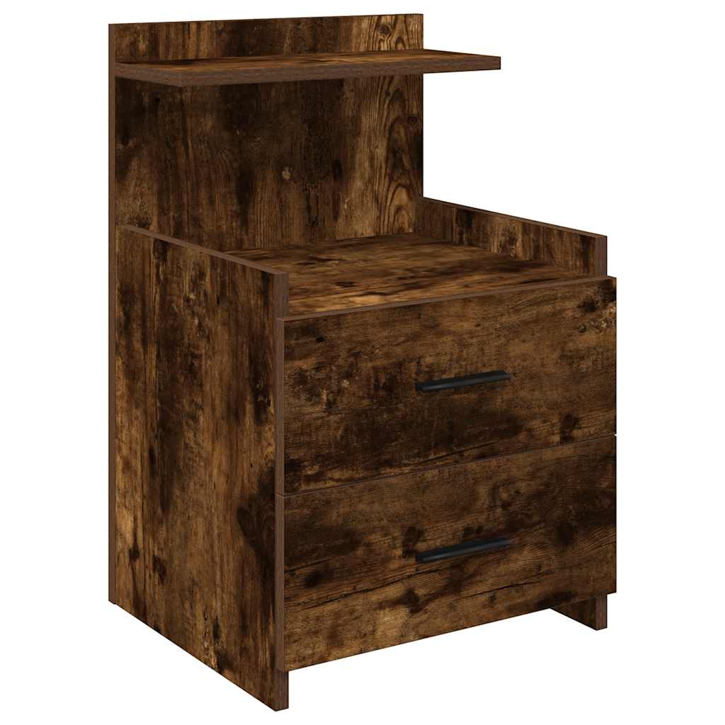 sengeborde 2 stk. med 2 skuffer røget eg 40x36,5x62 cm