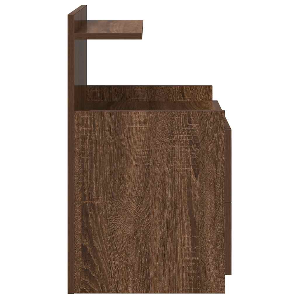 sengeborde 2 stk. med 2 skuffer brun eg 40x36,5x62 cm