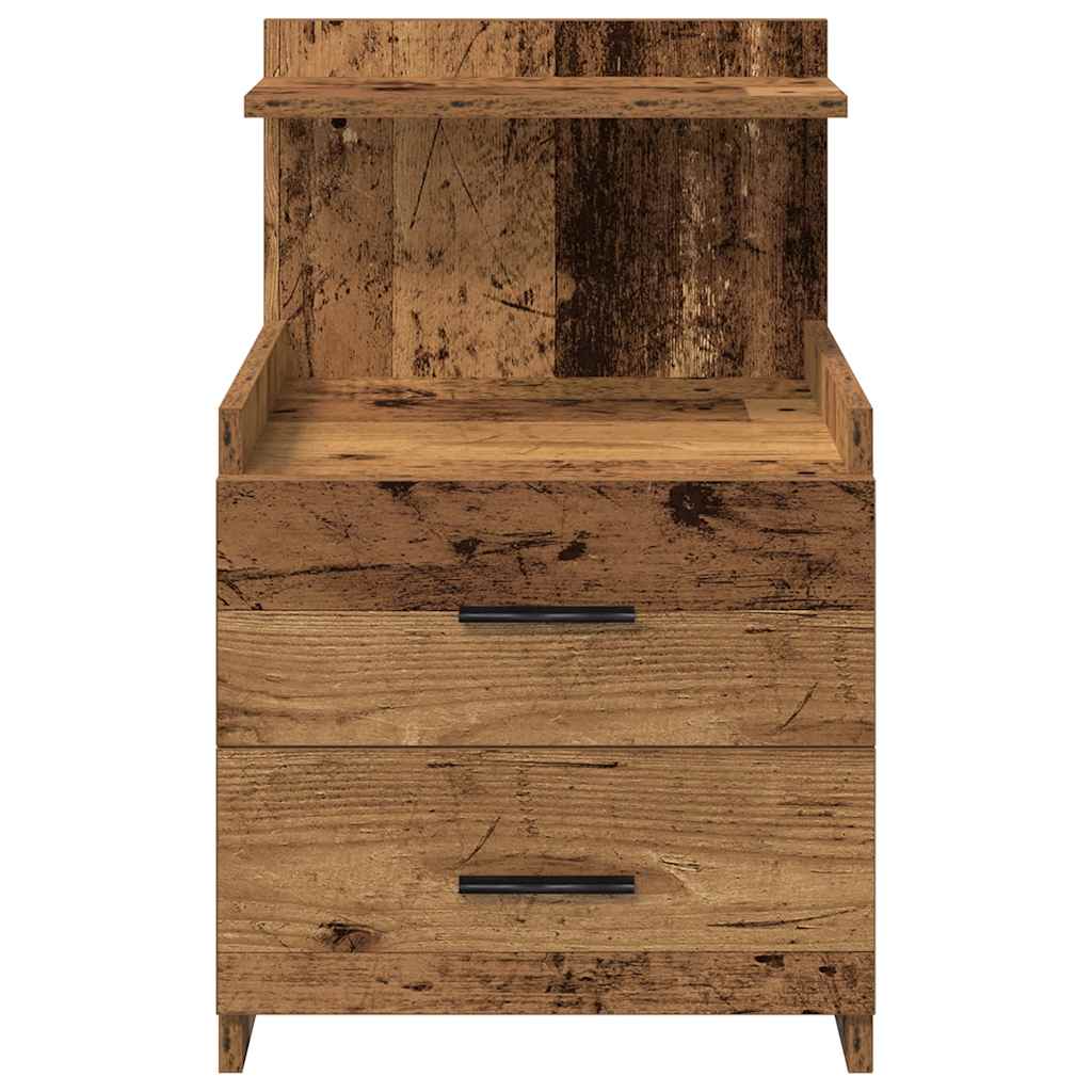 sengeborde 2 stk. med 2 skuffer gammelt træ 40x36,5x62 cm