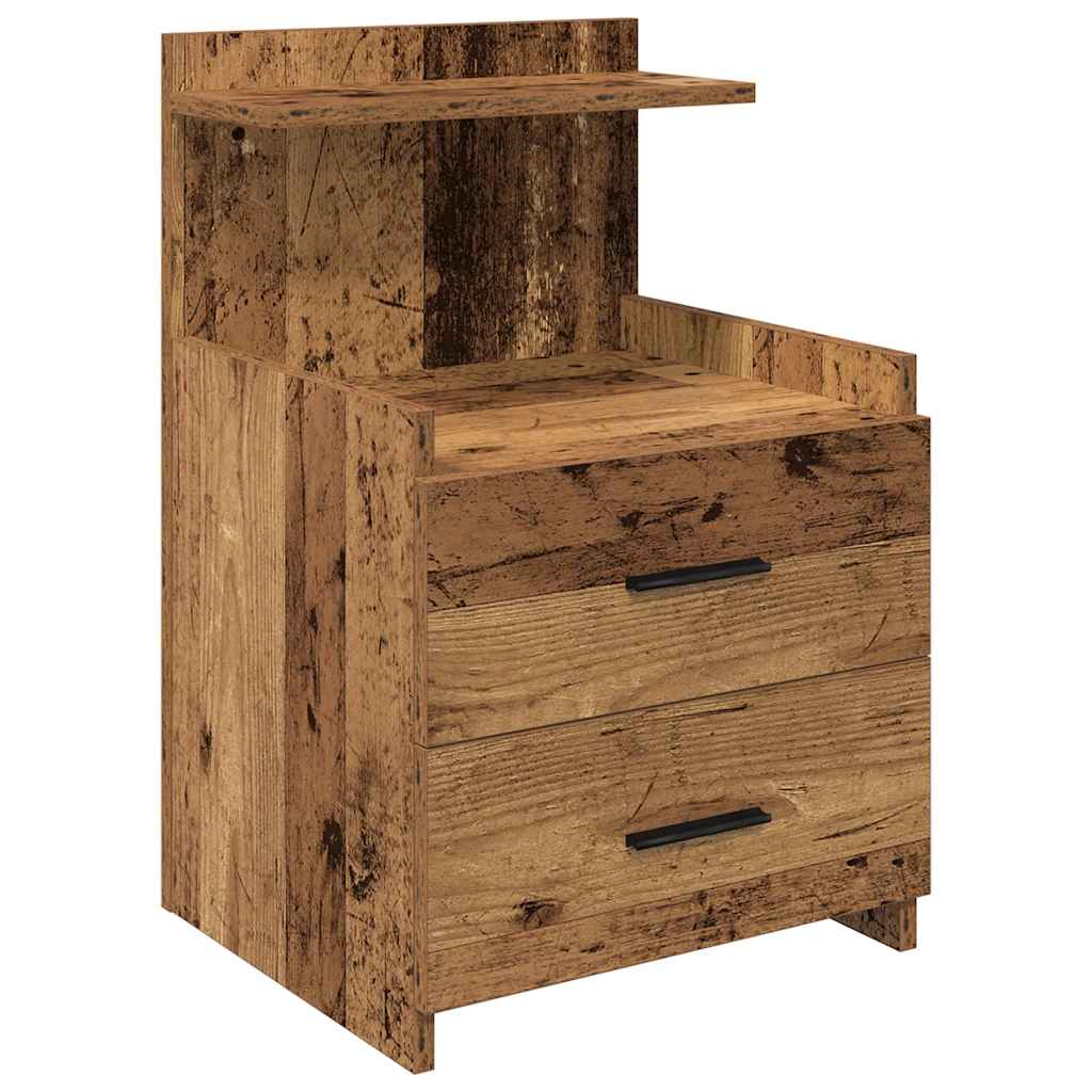 sengeborde 2 stk. med 2 skuffer gammelt træ 40x36,5x62 cm