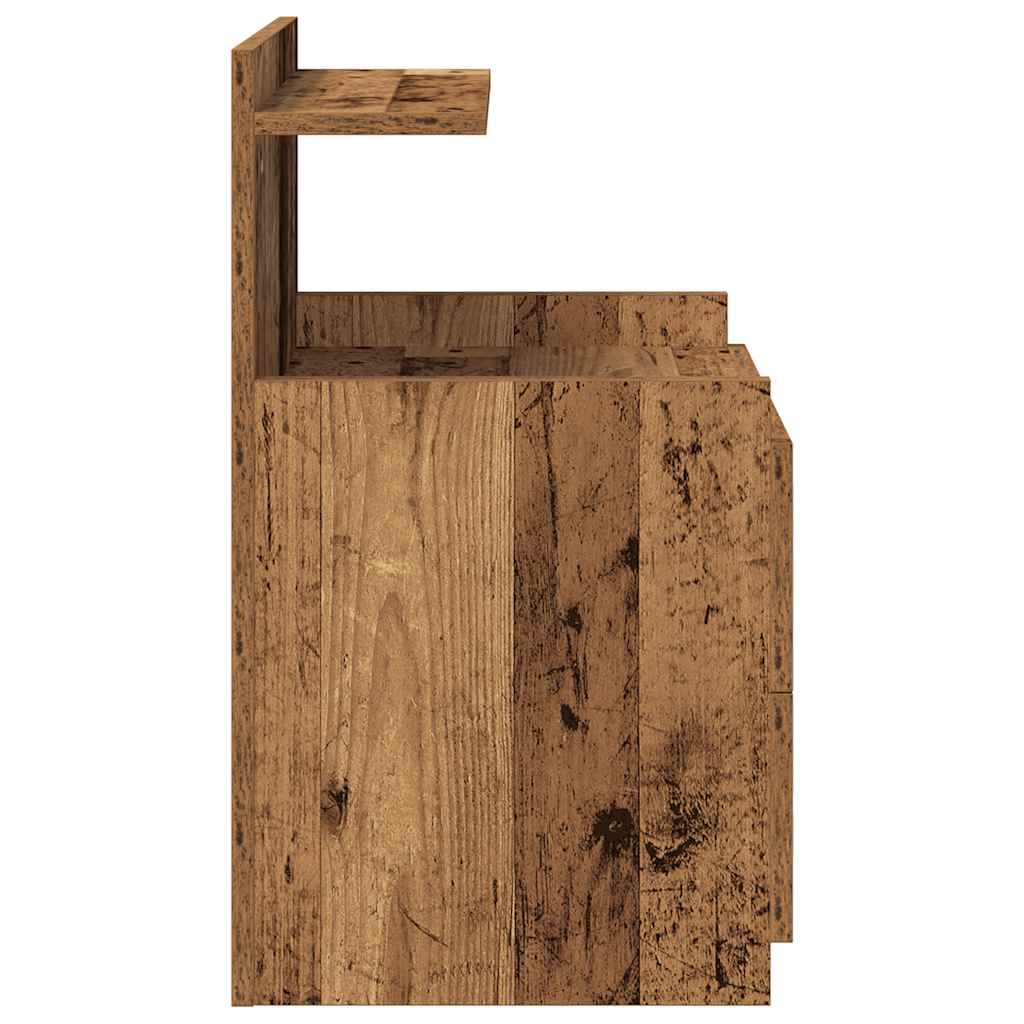 sengeborde 2 stk. med 2 skuffer gammelt træ 40x36,5x62 cm
