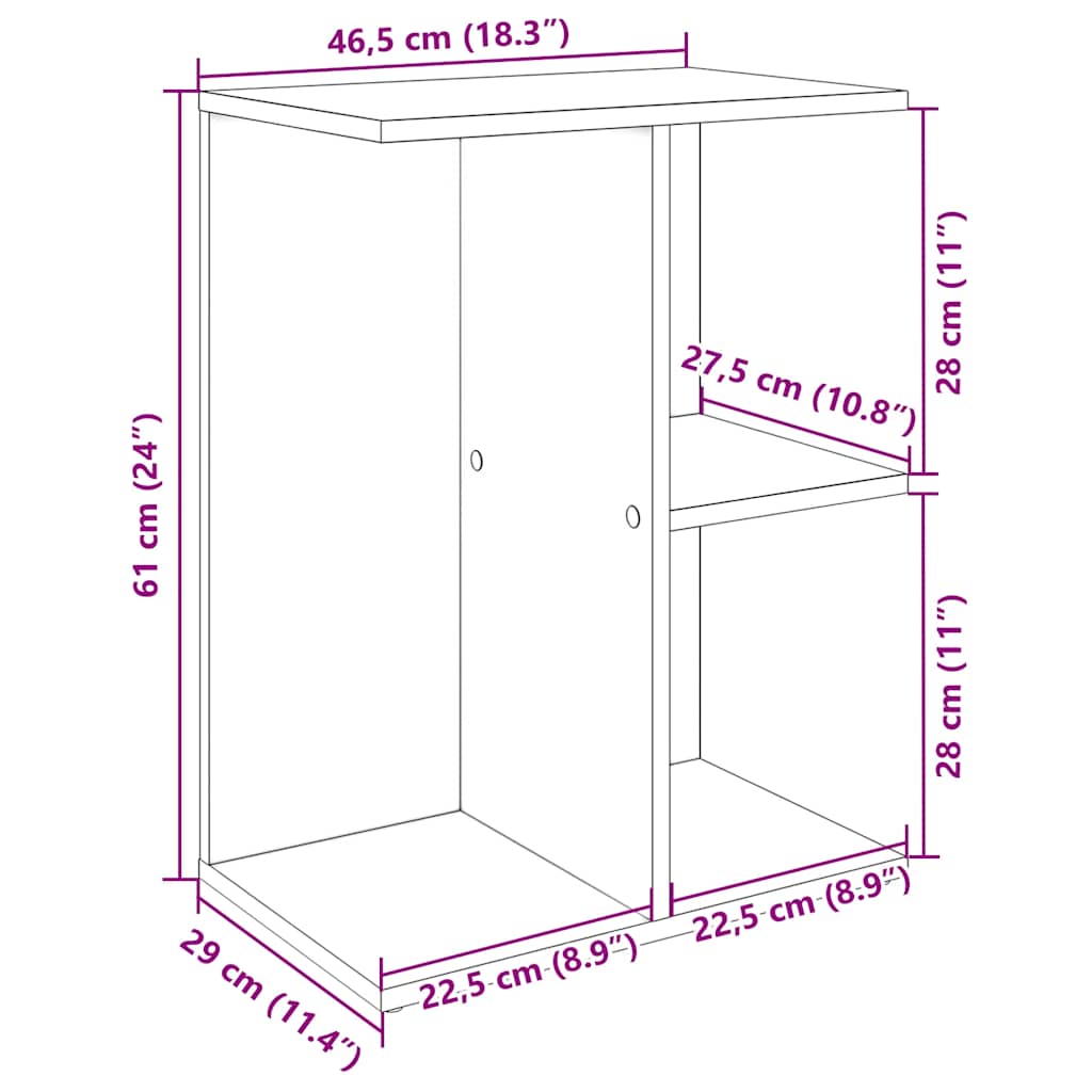 sengebord 46,5x29x61 cm konstrueret træ røget egetræsfarve