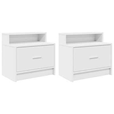 sengeborde med skuffe 2 stk. 51x31x47 cm hvid