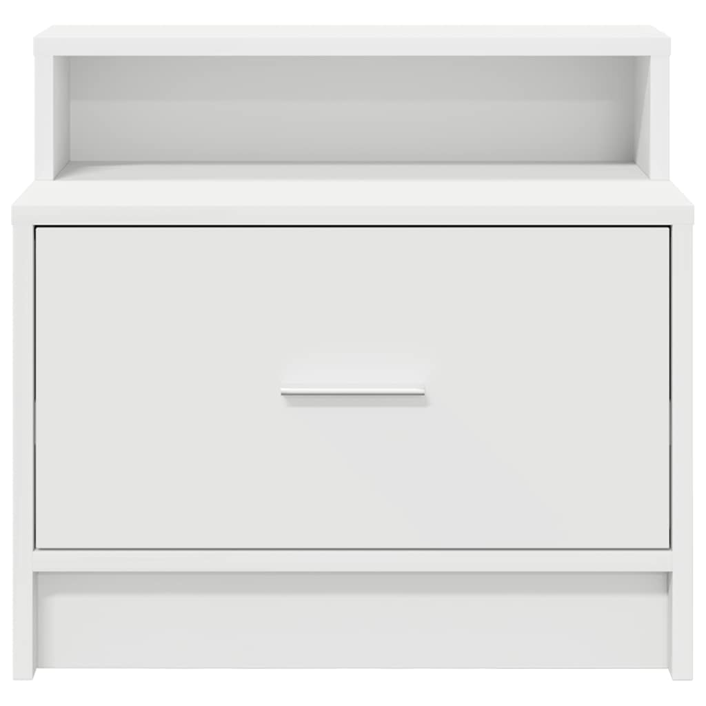 sengeborde med skuffe 2 stk. 51x31x47 cm hvid