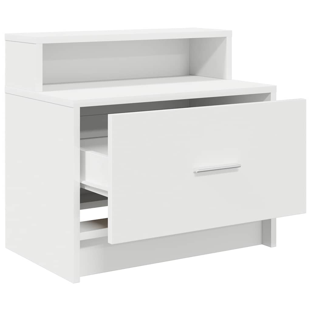 sengeborde med skuffe 2 stk. 51x31x47 cm hvid