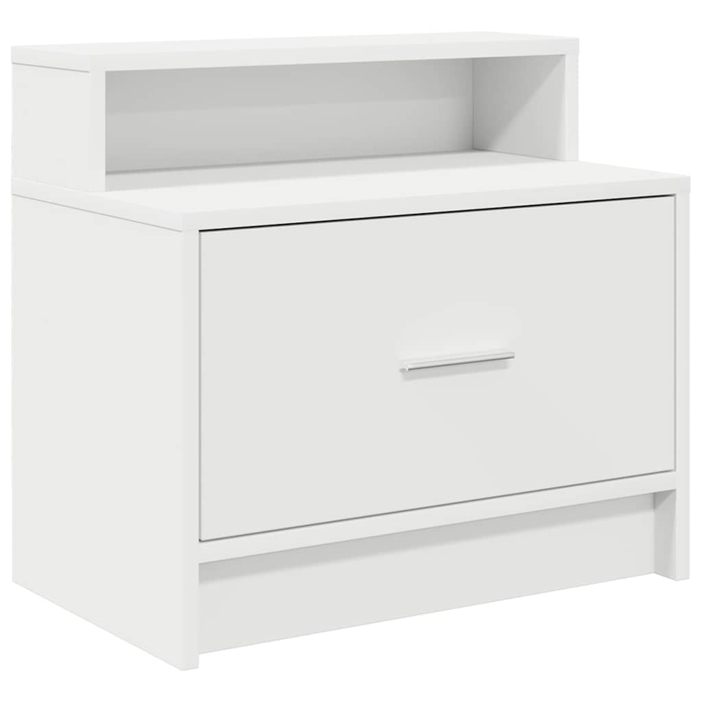 sengeborde med skuffe 2 stk. 51x31x47 cm hvid