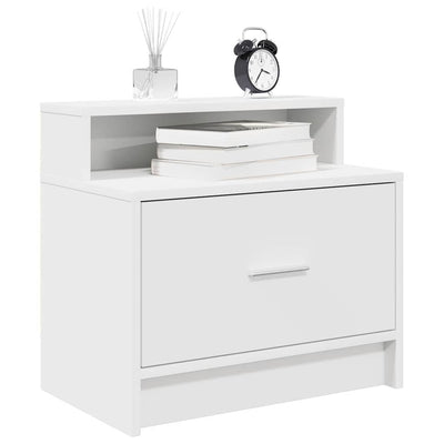 sengeborde med skuffe 2 stk. 51x31x47 cm hvid