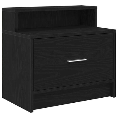sengebord med skuffe 51x31x47 cm sort-eg