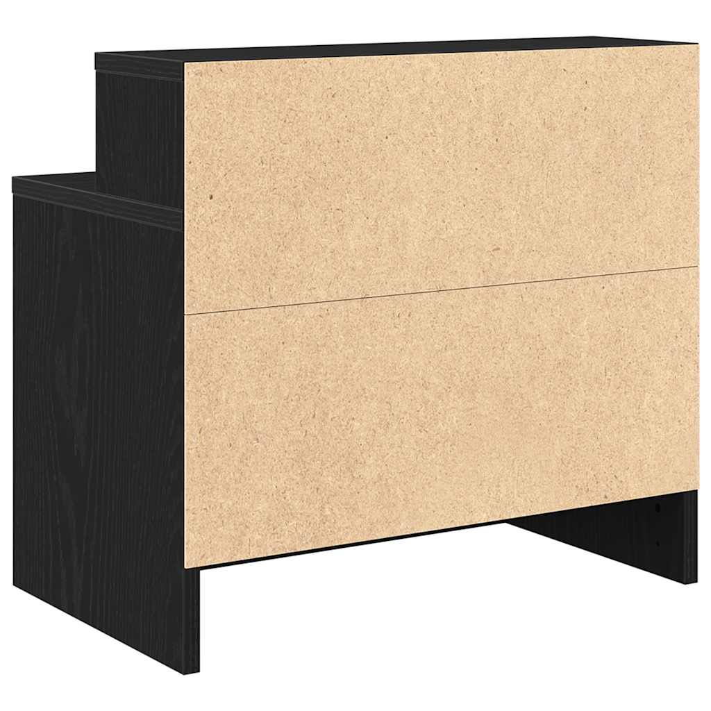 sengebord med skuffe 51x31x47 cm sort-eg